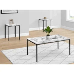 Monarch Table set - 3pcs set / marble / black metal -