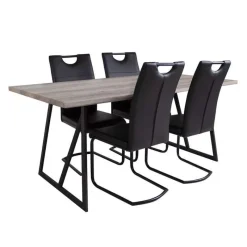 Table with 4 Chairs - Black