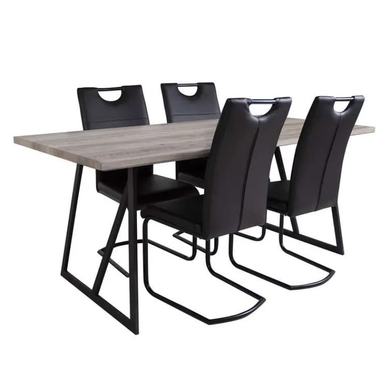 Table with 4 Chairs - Black