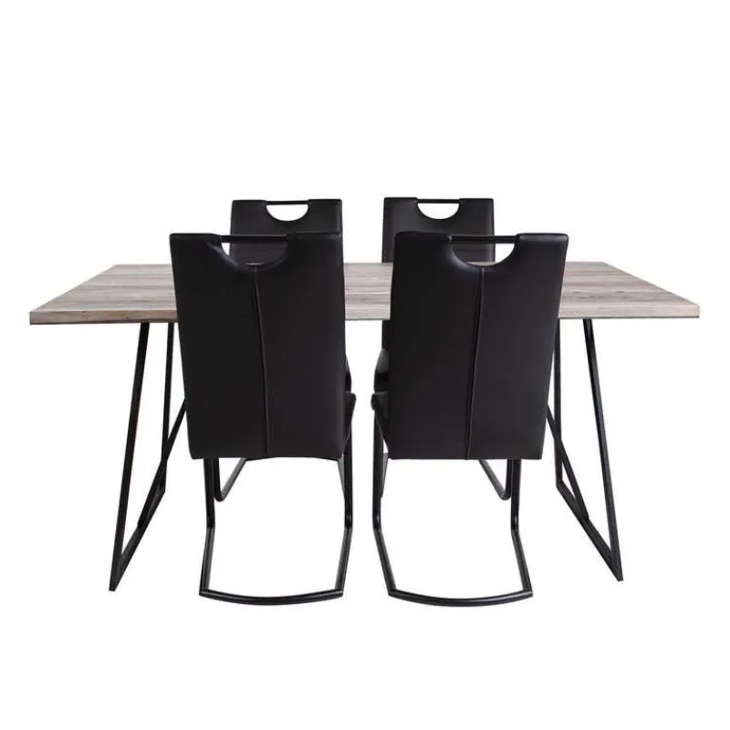 Table with 4 Chairs - Black