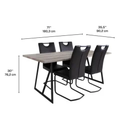 Table with 4 Chairs - Black