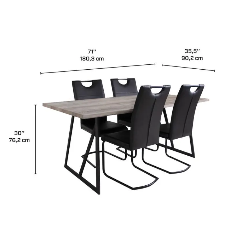 Table with 4 Chairs - Black