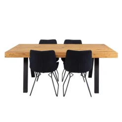 Table with 4 Chairs - Black