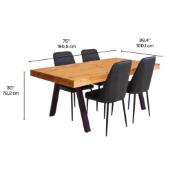 Table with 4 chairs - Black