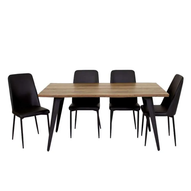 Table with 4 Chairs - Black