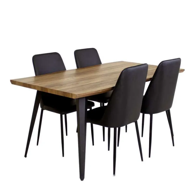 Table with 4 Chairs - Black