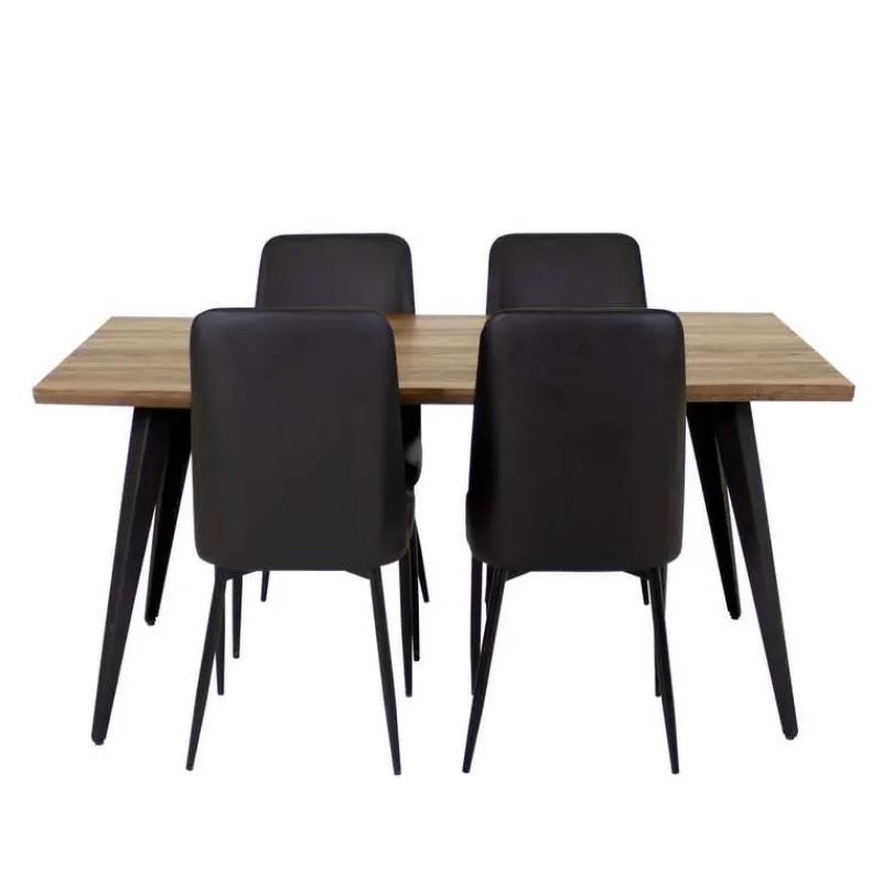 Table with 4 Chairs - Black