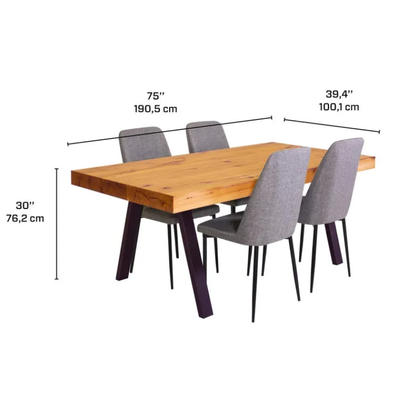 Table with 4 Chairs - Grey