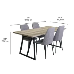 Table with 4 Chairs - Grey