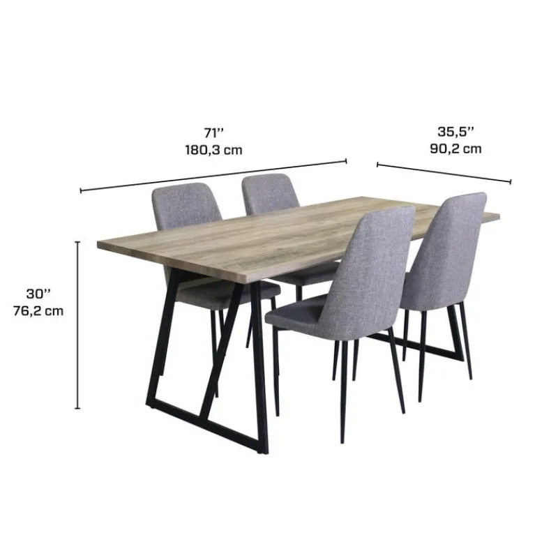 Table with 4 Chairs - Grey