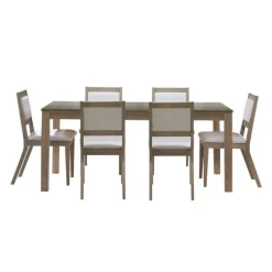 Arboit Poitras Table with Extension Leaf (54" to 70") and 6 Chairs - Ash Wood