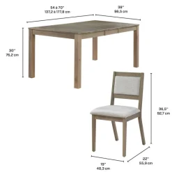 Arboit Poitras Table with Extension Leaf (54" to 70") and 6 Chairs - Ash Wood