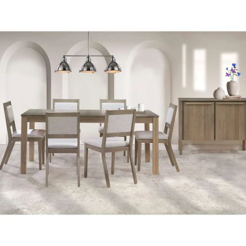 Arboit Poitras Table with Extension Leaf (54" to 70") and 6 Chairs - Ash Wood