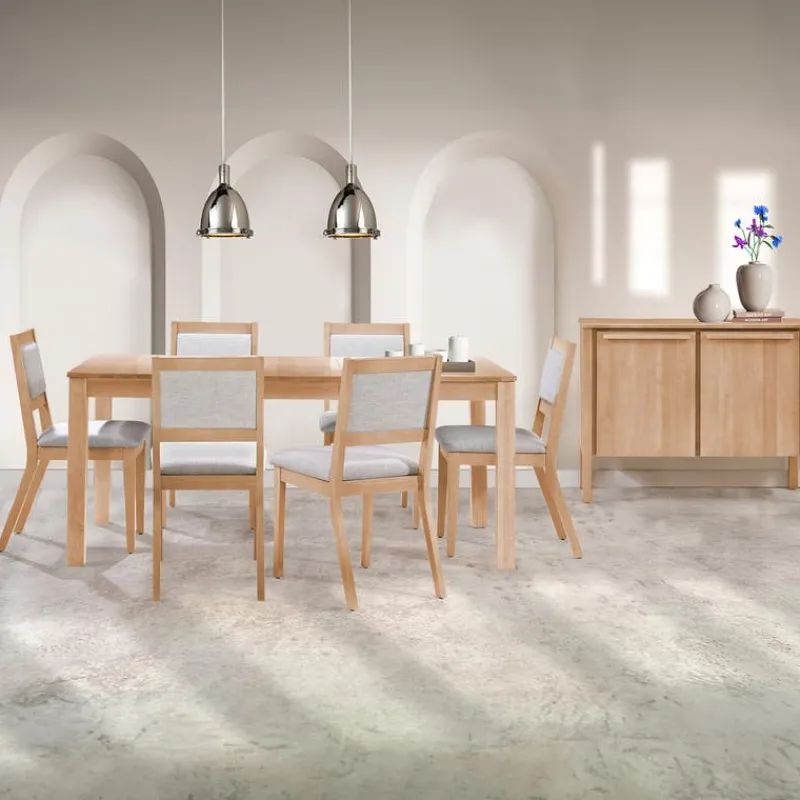 Arboit Poitras Table with Extension Leaf (54" to 70") and 6 Chairs - Natural