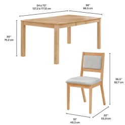 Arboit Poitras Table with Extension Leaf (54" to 70") and 4 Chairs - Natural