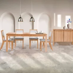 Arboit Poitras Table with Extension Leaf (54" to 70") and 4 Chairs - Natural