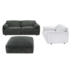 Textured Velvet Feather-Filled Armchair - Beige