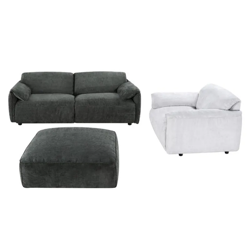 Textured Velvet Feather-Filled Armchair - Beige