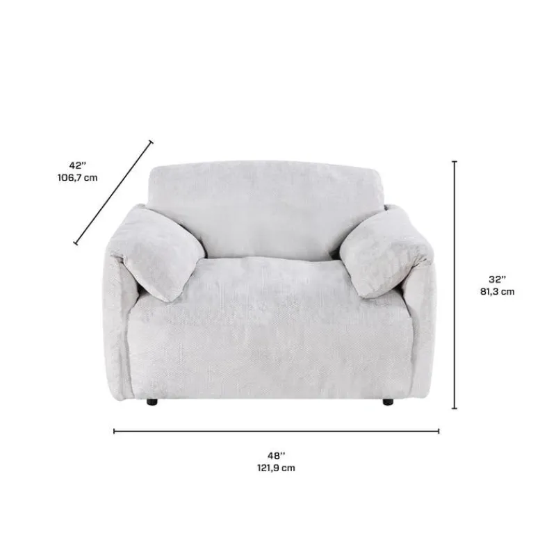 Textured Velvet Feather-Filled Armchair - Beige