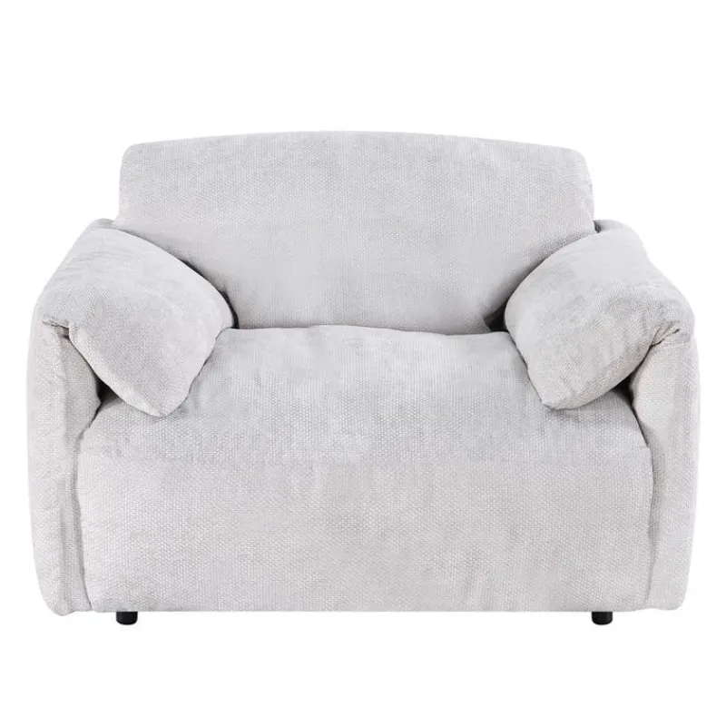 Textured Velvet Feather-Filled Armchair - Beige