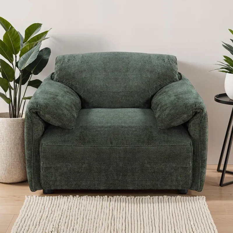 Textured Velvet Feather-Filled Armchair -
