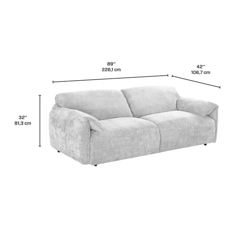 Textured Velvet Feather-Filled Sofa - Beige