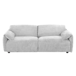Textured Velvet Feather-Filled Sofa - Beige