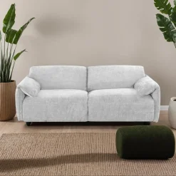 Textured Velvet Feather-Filled Sofa - Beige