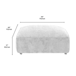 Textured Velvet Ottoman on Casters - Beige
