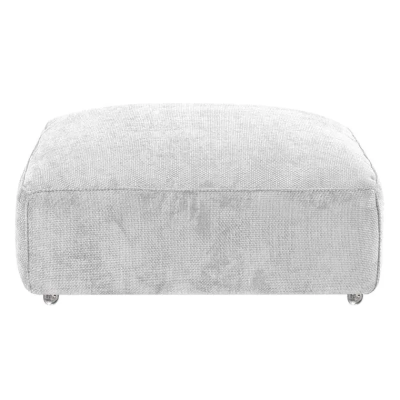 Textured Velvet Ottoman on Casters - Beige