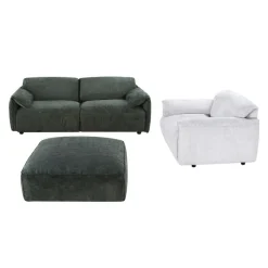 Textured Velvet Ottoman on Casters -