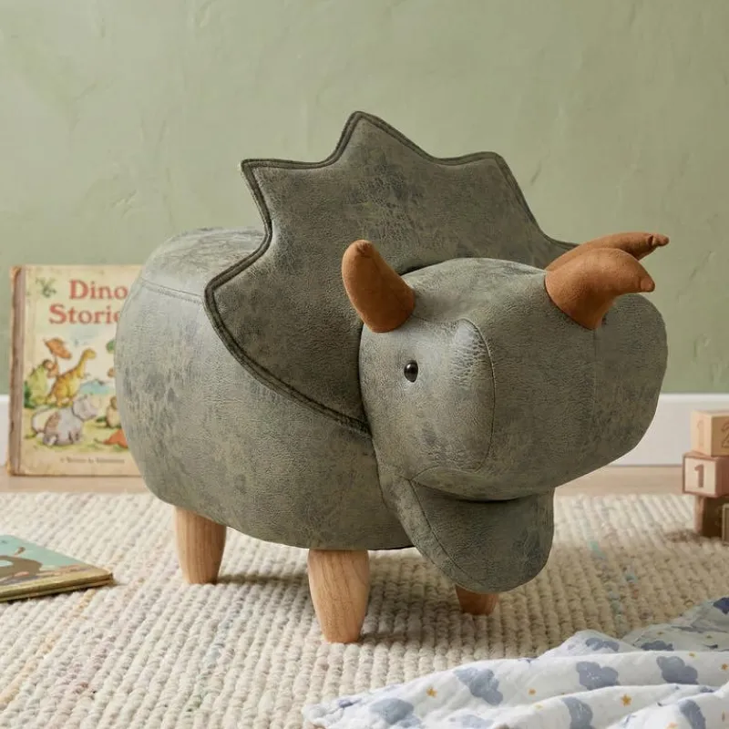Triceratops-Shaped Kids Pouf – 37.8" x 14.2" x 14.6"