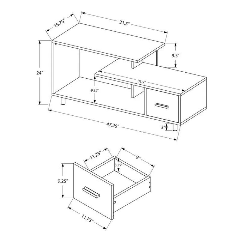 Monarch TV Stand with Drawer 48" -
