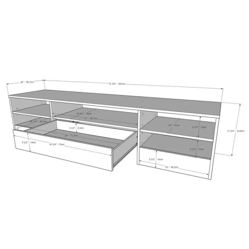 Nexera TV Stand with Drawer 72" -