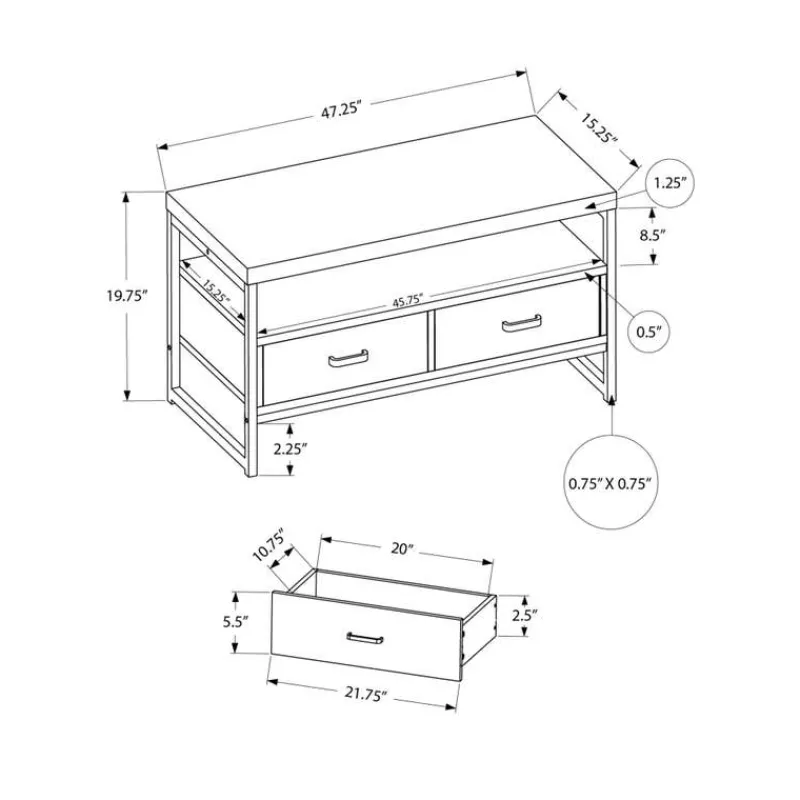 Monarch TV Stand with Drawers 48" -
