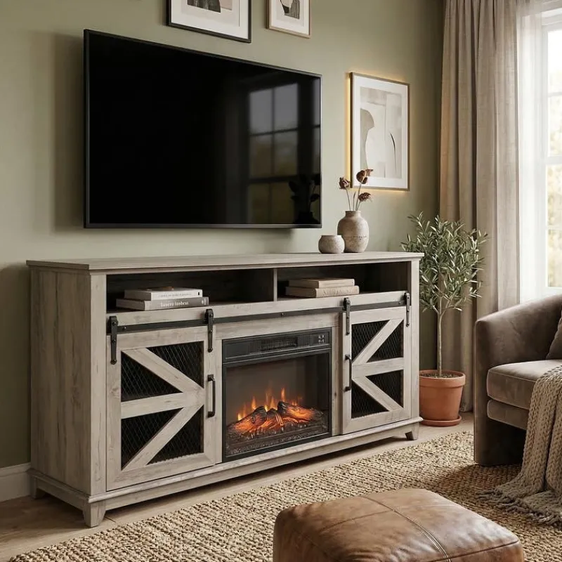 TV Stand with Electric Fireplace 66"