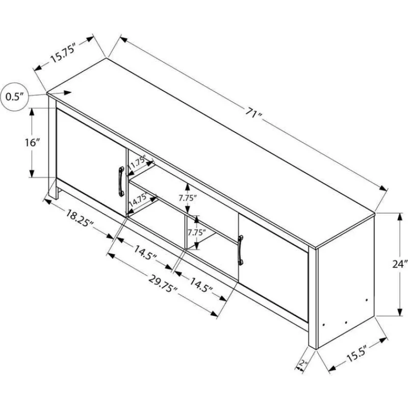 Monarch TV Stand with Storage 72" -
