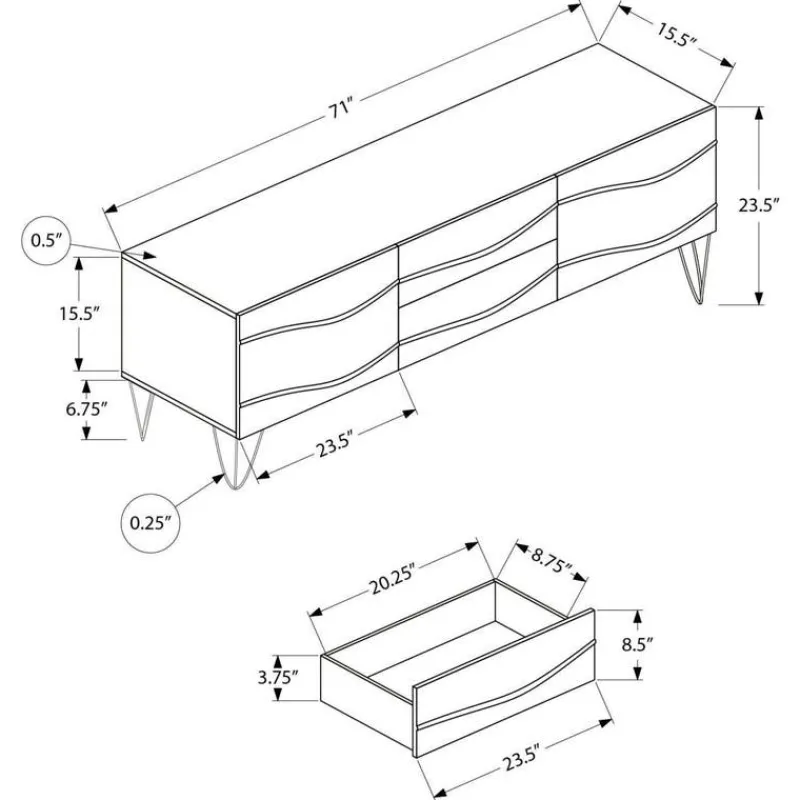 Monarch TV Stand with Storage 72" -