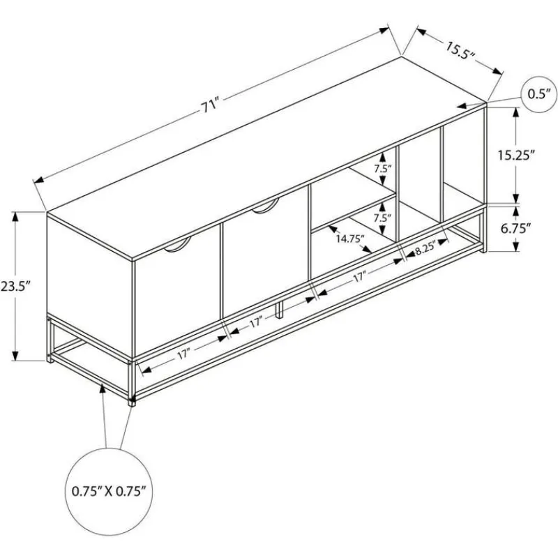 Monarch TV Stand with Storage 72" -
