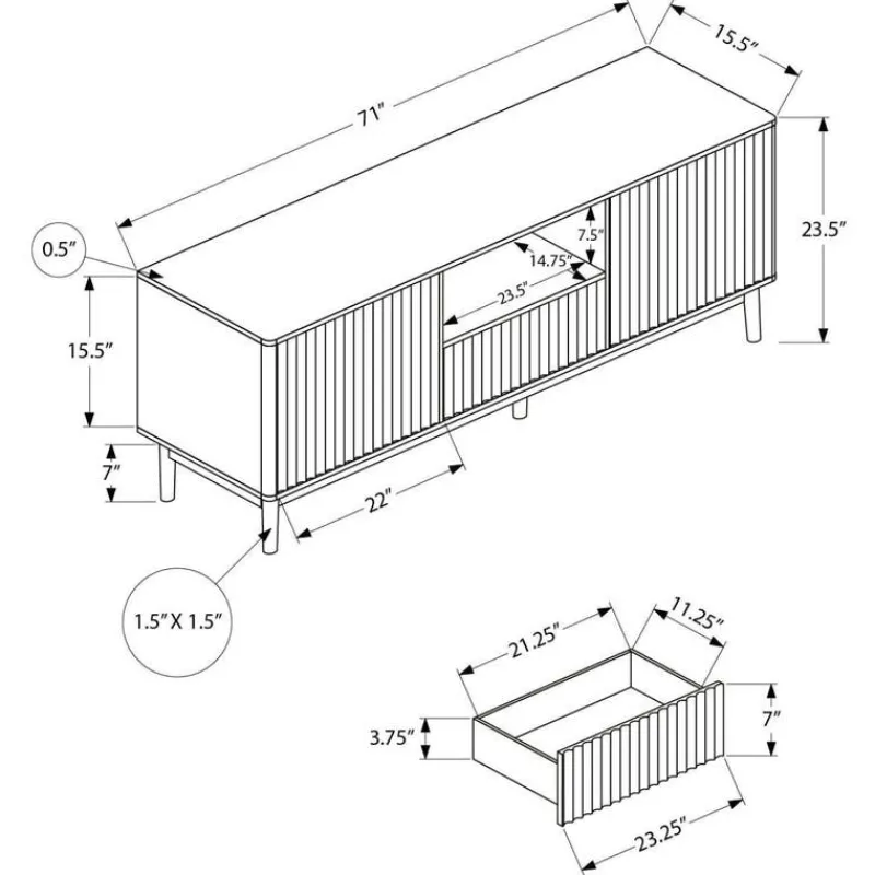 Monarch TV Stand with Storage 72" -