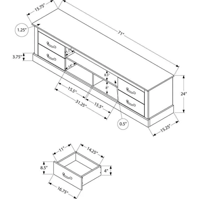 Monarch TV Stand with Storage 72" -
