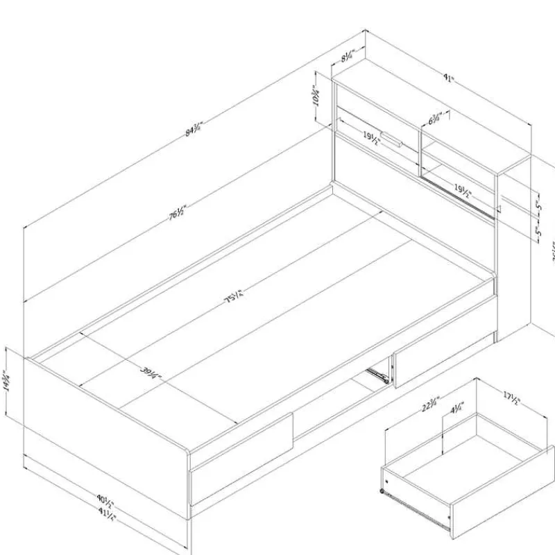 Meubles South Shore Twin Bed with 3-Drawer Storage and Headboard (39") - South Shore