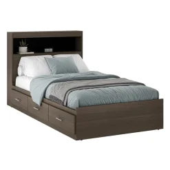 SUA-V Twin Bed with 3-Drawer Storage and Headboard (39")