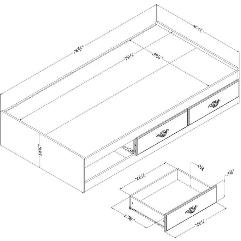 Meubles South Shore Twin Bed with 3-Drawer Storage (39") - South Shore