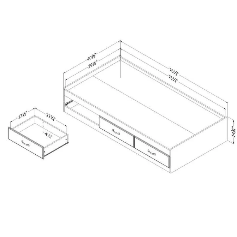 Meubles South Shore Twin Bed with 3-Drawer Storage (39") - South Shore