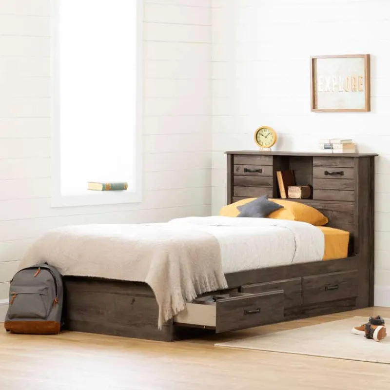 Meubles South Shore Twin Bed with 3-Drawer Storage and Headboard (39") - South Shore