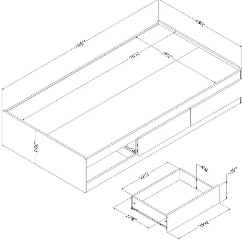 Meubles South Shore Twin Bed With 3-Drawer Storage (39") - South Shore