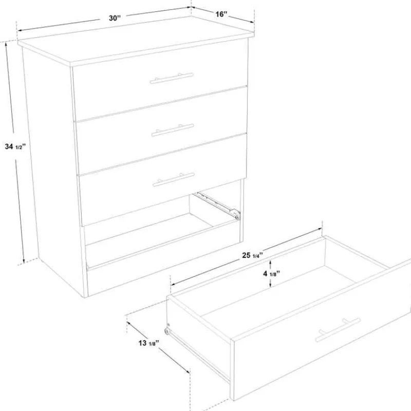 SUA-V Twin Bed with 3-Drawer Storage, Headboard and Dresser (39")