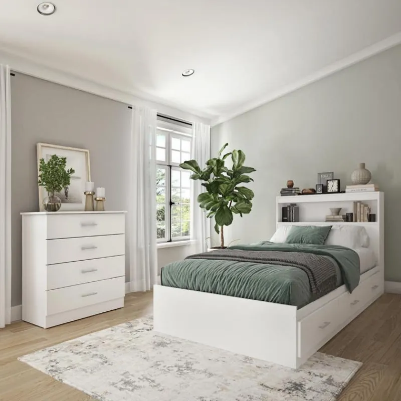 SUA-V Twin Bed with 3-Drawer Storage, Headboard and Dresser (39")