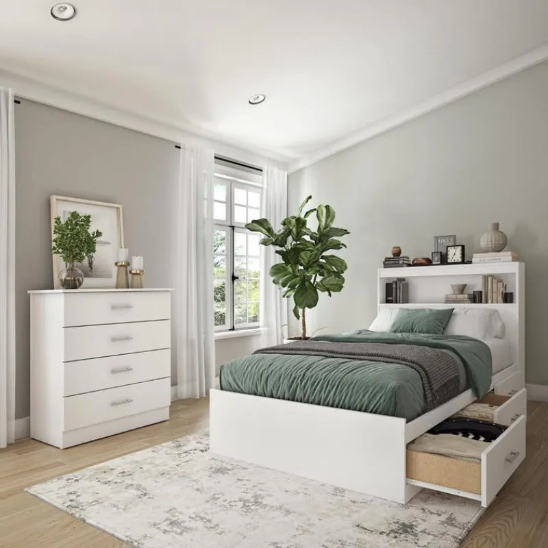 SUA-V Twin Bed with 3-Drawer Storage, Headboard and Dresser (39")